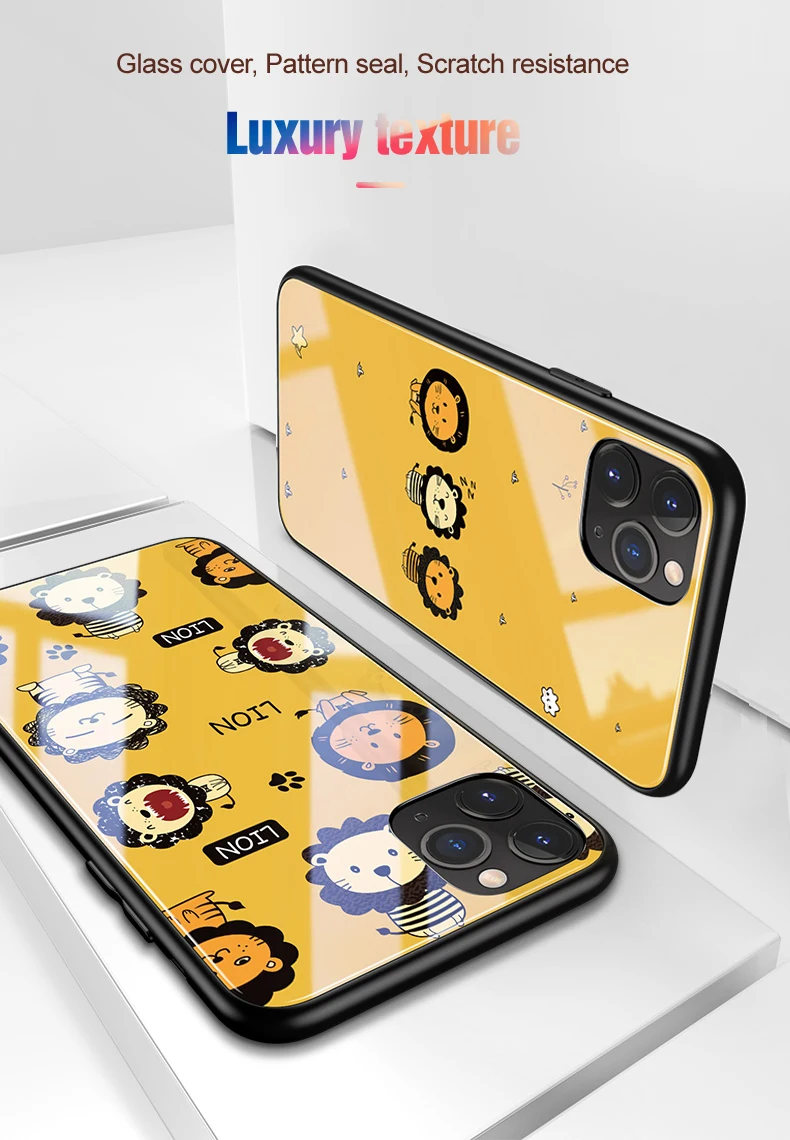 Для iphone 11 pro max 6,5 6,1 чехлы из закаленного стекла защитные чехлы для телефона с милым животным котом для iphone 11 pro стеклянная оболочка Крышка