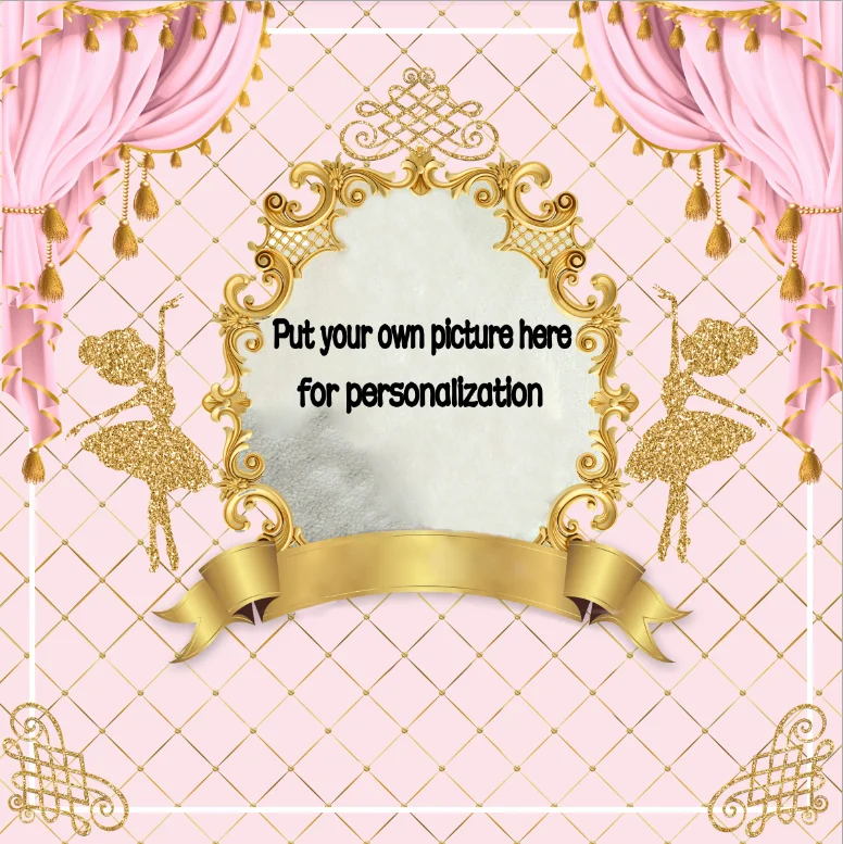 

8x8FT Personalized Gold Welcome Ballerina Girl Baby Shower Happy Birthday Custom Photo Background Backdrop Vinyl 240cm x 240cm