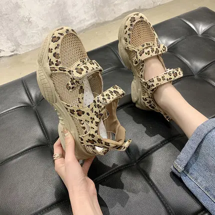 

Sports shoes women's 2021 spring, summer and autumn new leopard print fashion super hot wild casual large size flat shoes