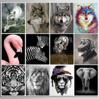 black and white animals coloring diy oil painting by numbers tiger lion wolf bear wall canvas art picture home decoration gift