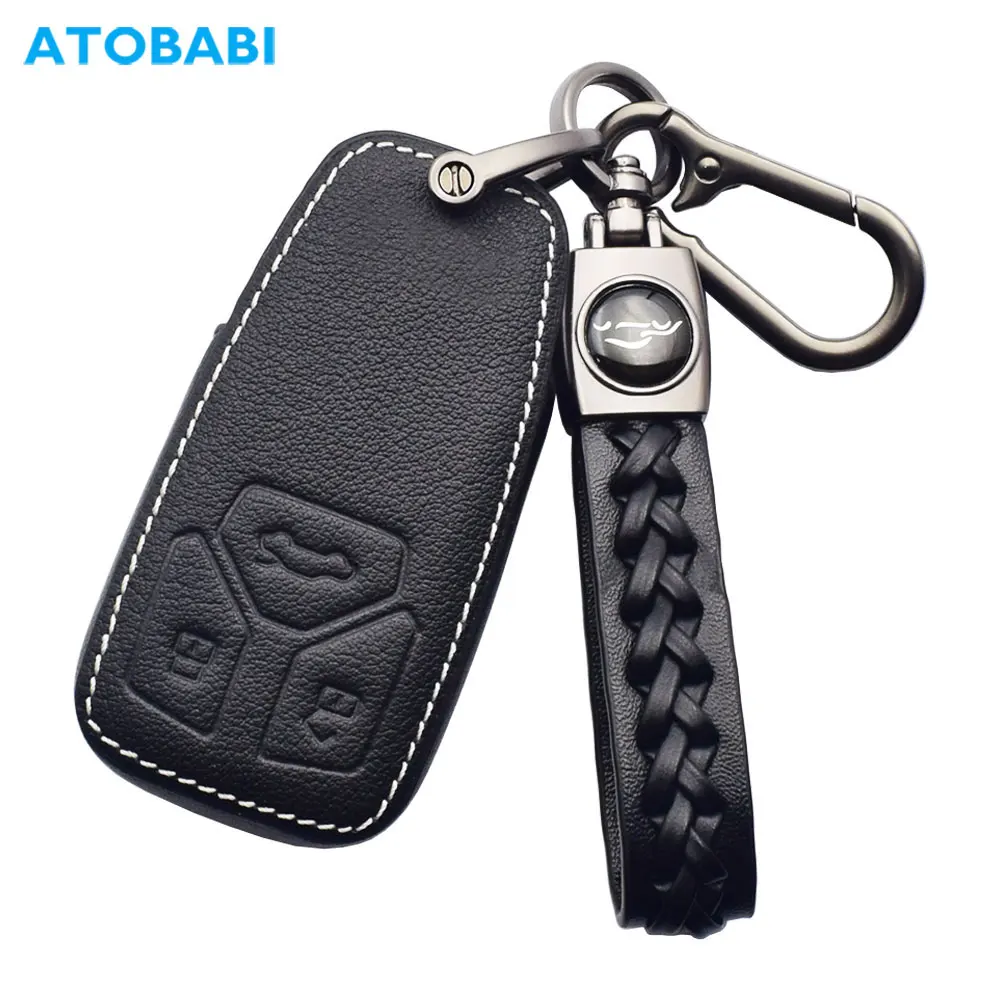 Кожаный чехол для автомобильного ключа с 3 кнопками умный защитный брелока