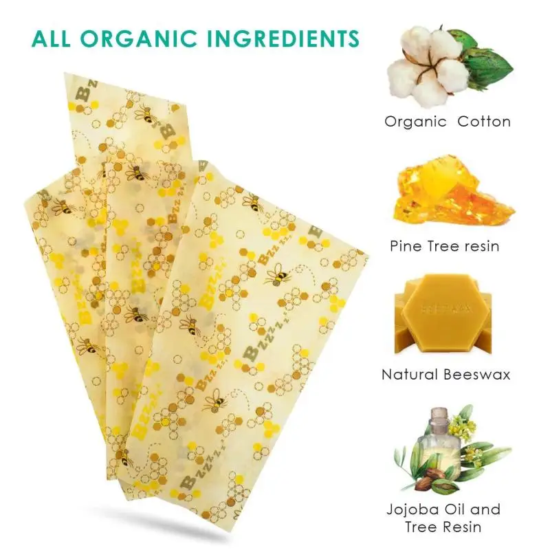 

Beeswax Reusable Storage Wrap Zero Waste Sustainable Organic Sandwich Cheese Food Wrapping Paper Kitchen Storage Snack Food Wrap