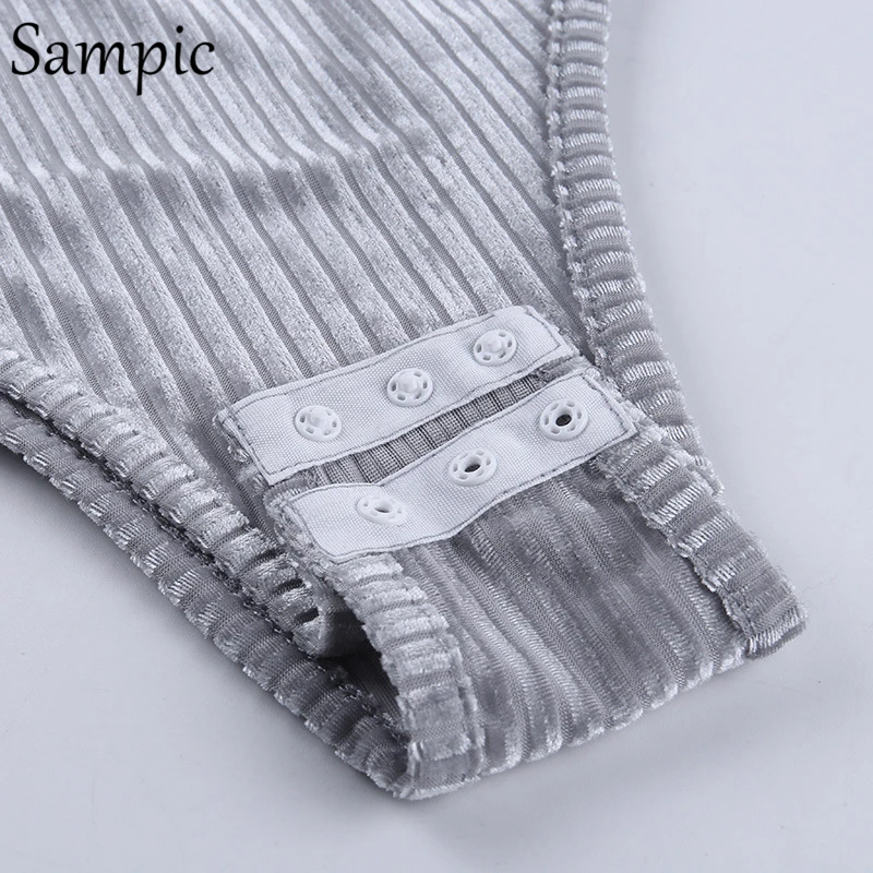 Sampic повседневные облегающие короткие комбинезоны с квадратным воротником боди