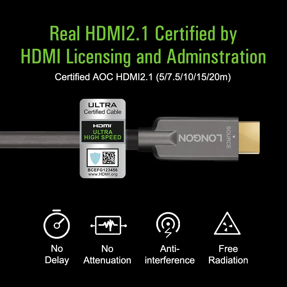 LONGON бронированный 8K HDMI 2 1 UHS Сертифицированный волоконно-оптический кабель 4K 120 Гц