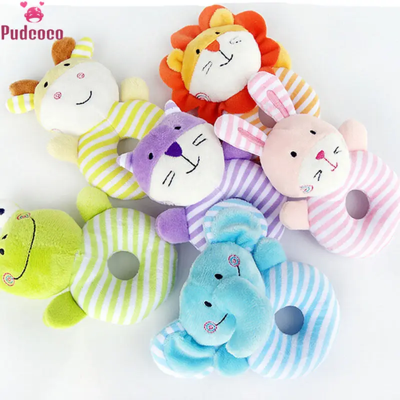 

2018 New Adorable Newborn Animal Baby Rattle Stroller Plush Toy Rabbit Lion Animal Hand Bell Doll Soft Plush Toys Gift