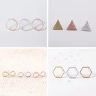 Серьги-гвоздики с матовой поверхностью женские, минималистичные геометрические украшения для ушей, треугольной и шестиугольной формы, свадебная бижутерия