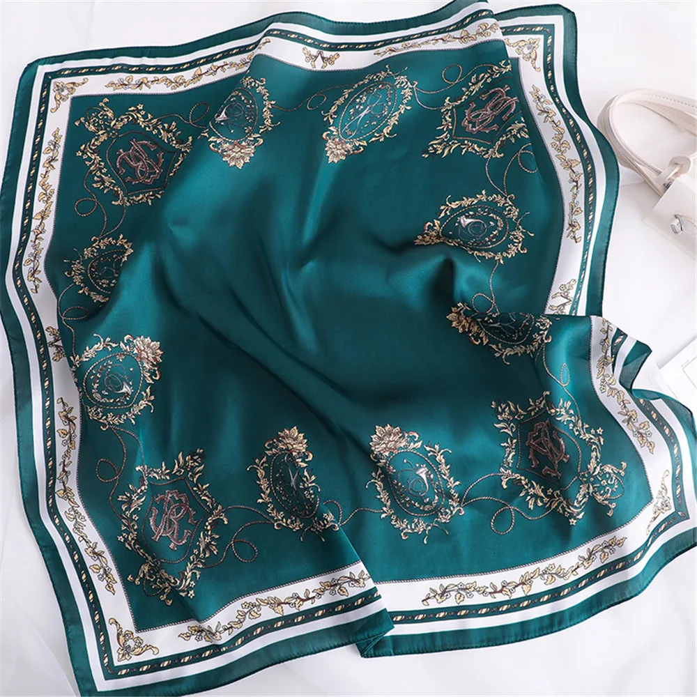 

70*70cm Silk Satin Head Scarf Handkerchief For Women Fashion Kerchief Print Hair Scarfs Square Headband Neck Scarves