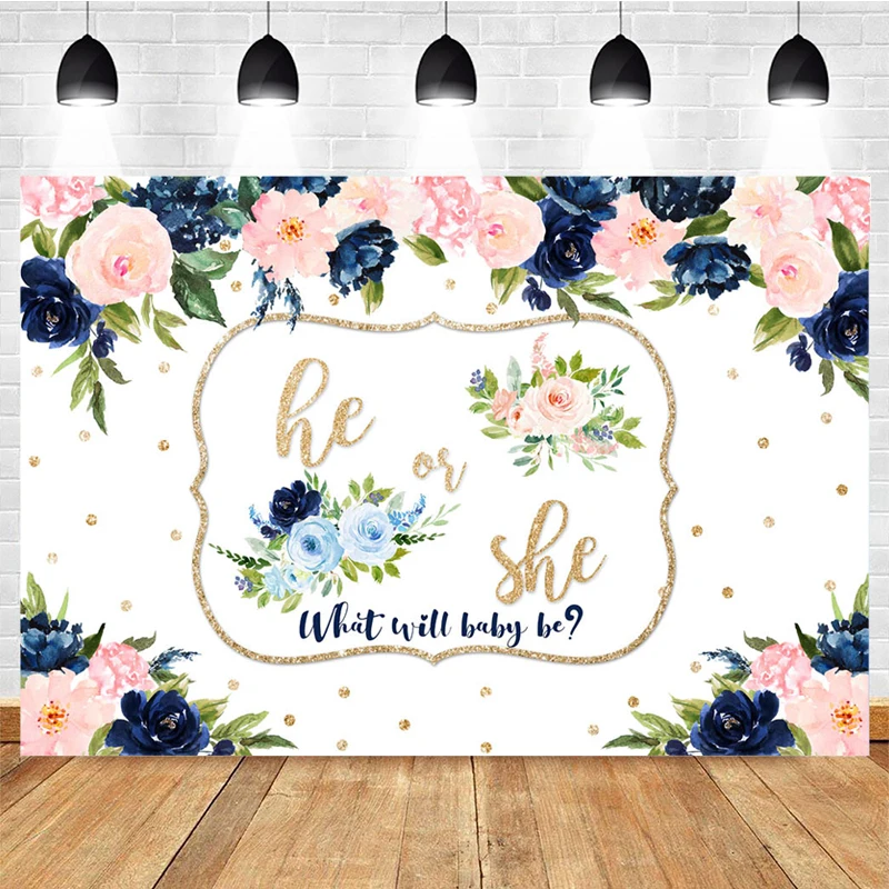 

Gender Reveal Party Backdrop Decoration Newborn Baby Shower Pink or Blue Background Boy or Girl Birthday Custom Photography