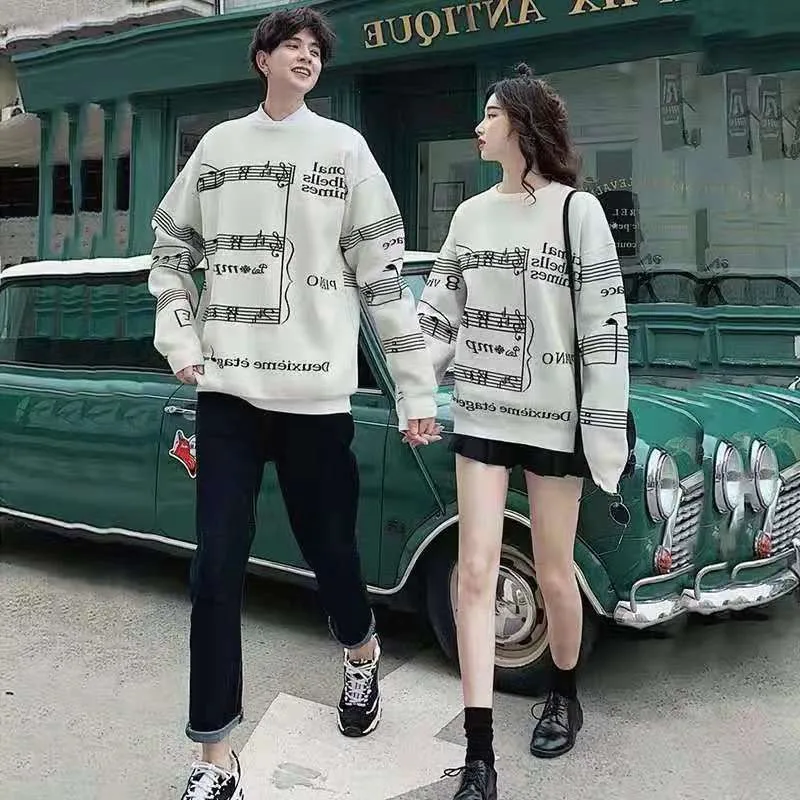 

Korean Music Lovers Loose Wild Creative Pullover Sweater Trend Men And Women With The Same Style 2021 Spring And Autumn New