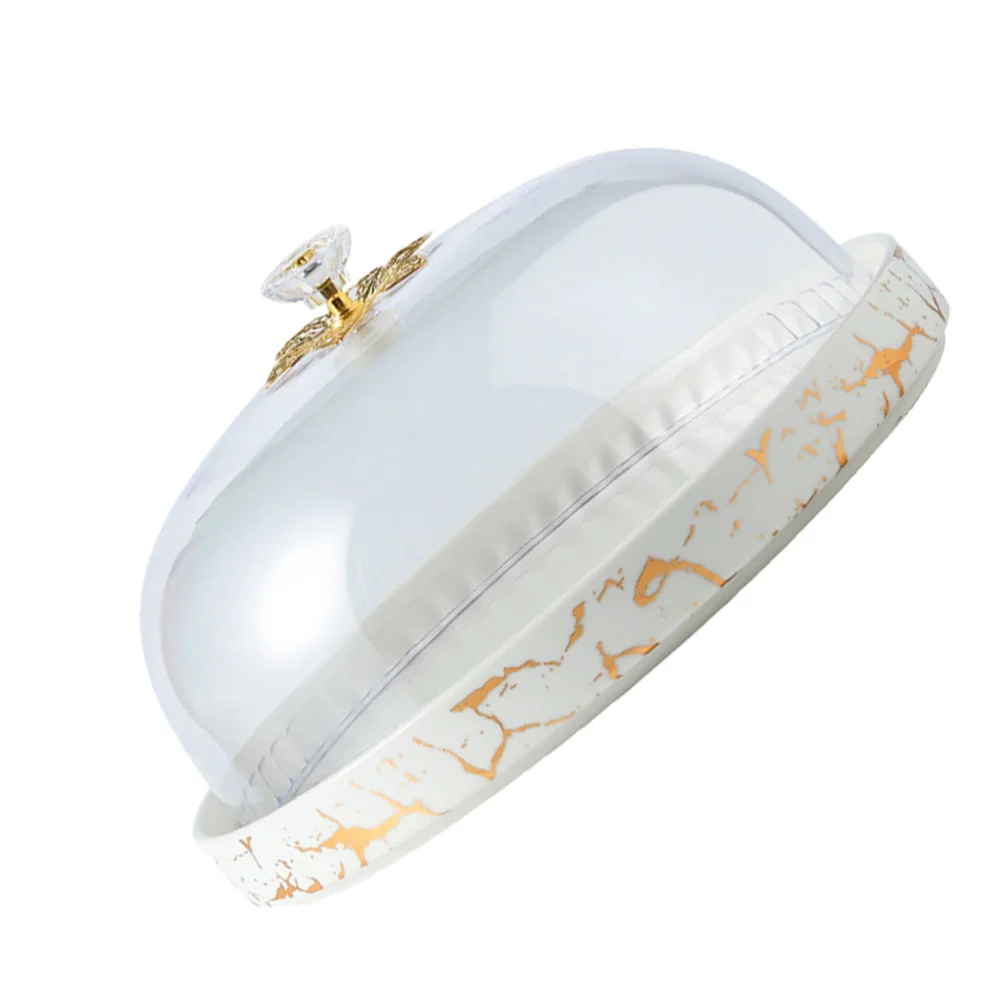 

1Pc Fruit Dessert Serving Tray Cake Plate Cake Platter with Lid (White)