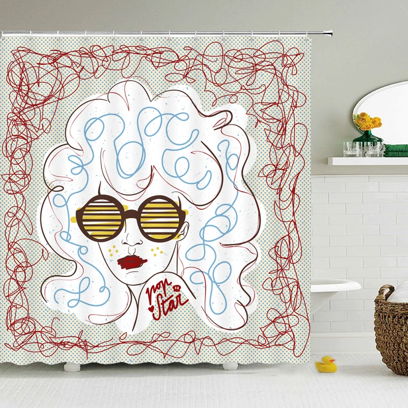 

Абстрактная современная Женская картина занавеска для душа цветная ванная Водонепроницаемая полиэфирная ткань занавеска для душа 60x72 дюйм...