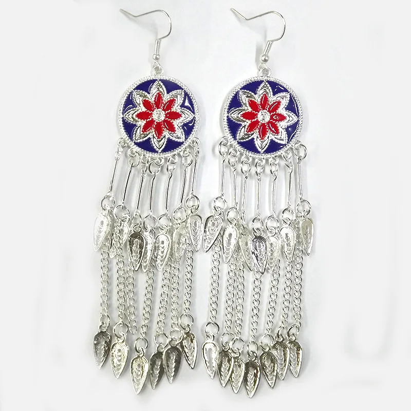 Серьги-подвески Женские винтажные в этническом стиле серебро 2020 пробы |