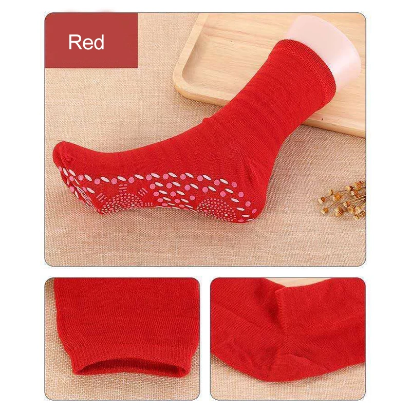 Новые нагревающиеся носки с массажными точками на подошве, противоскользящие, зимние, теплые, с изоляцией от холода, выше щиколотки, для холодных ног.