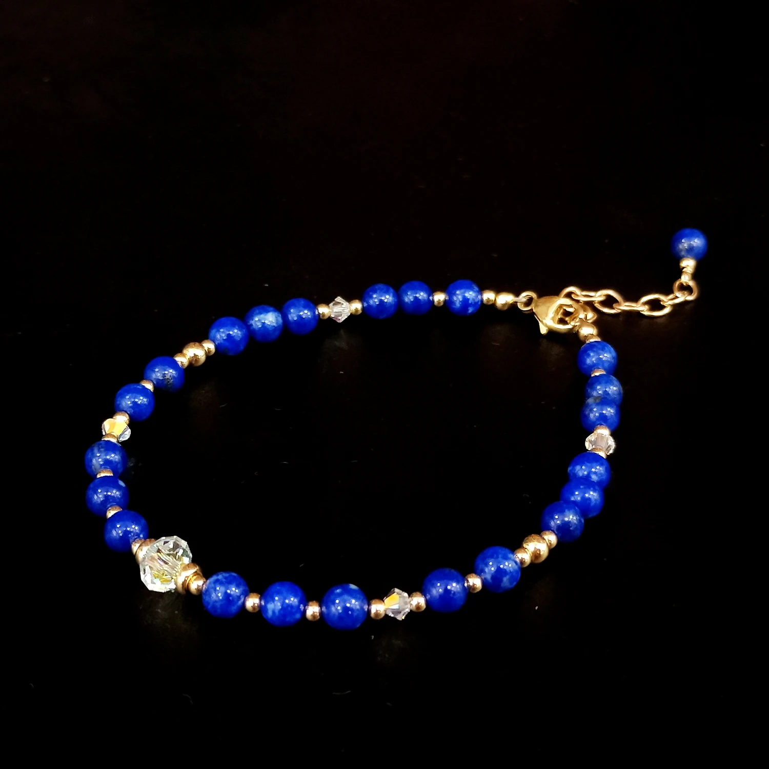 Браслет Lii Ji Lapis Lazuli с австрийским кристаллом 14 к позолота 17 + 3 см натуральный