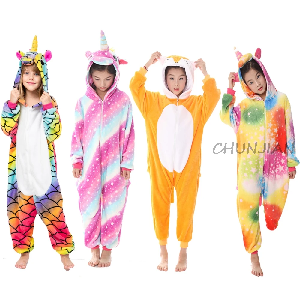 Пижамы в виде животных детские пижамы единорога радуги панды жирафа комбинезоны