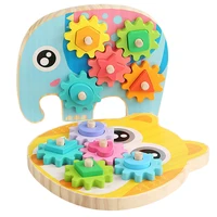 baby gear shape column matching game animal wooden busy board early education math toys learning color geometry gear puzzle toys
