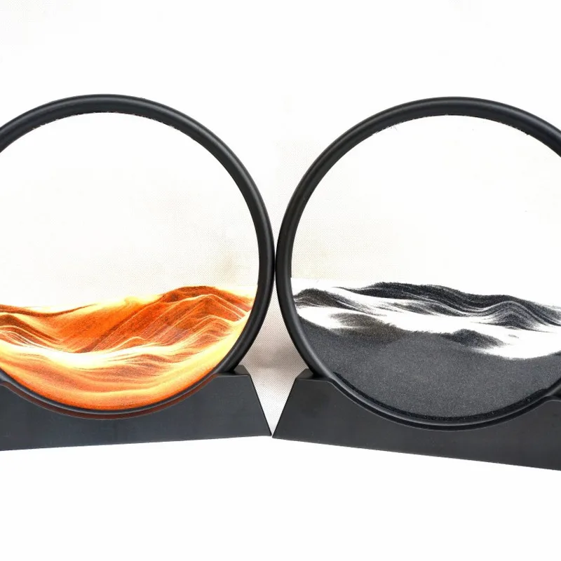 Moving Sand Art Picture Round Glass 3D Deep Sea Sandscape In Motion Display Flowing Frame Painting Home Decoration Decor | Дом и сад