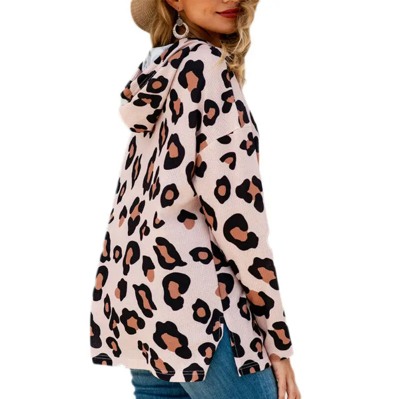 

Women Leopard Print Hoodie Sweatshirt Long Sleeve Casual Loose Tops Pullover