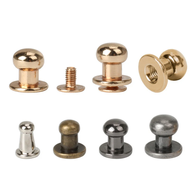 

10 Sets Rivet Bag Brass Round Head Stud Spot Back Nail Screw Rivet Buckle Leather Accessories Craft Belt Punk Rock Clothing