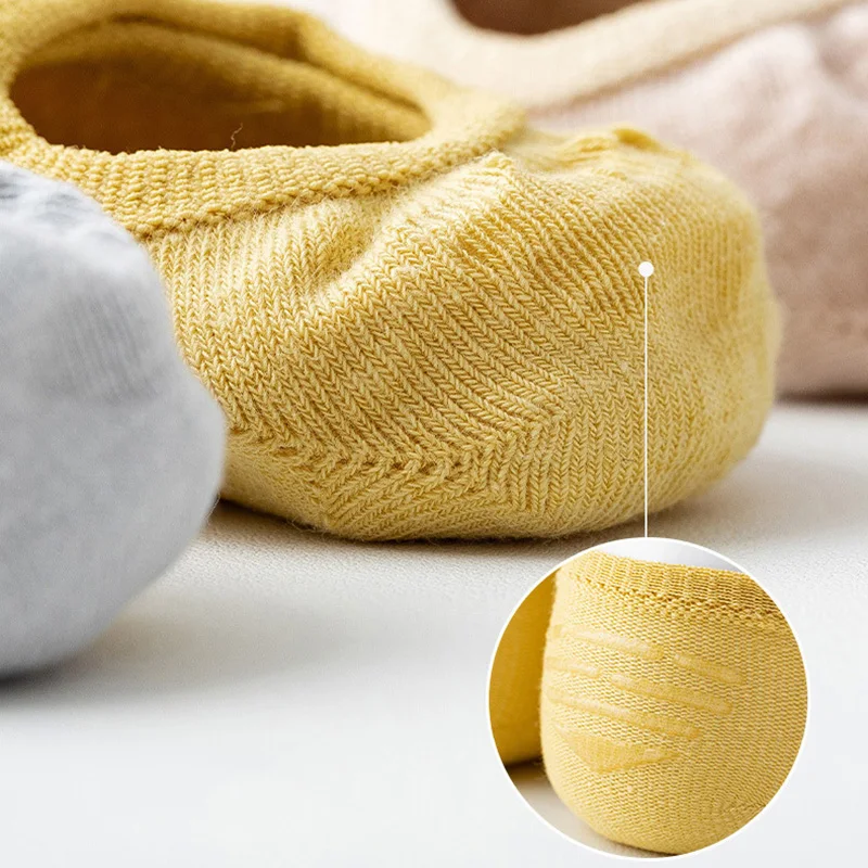 

5 Pairs Cotton Women Socks Thin Invisible Silicone Non-slip Summer Solid Color Mesh Ankle Boat Sock Female Slipper No Show
