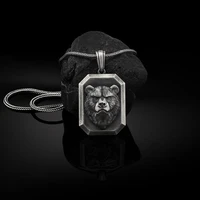 animal bear head pendant necklace men viking zodiac amulet charms jewelry on the neck hip hop vintage tag man chain necklace