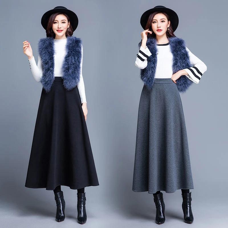 Зимняя женская утепленная юбка на пуговицах в Корейском стиле элегантная версия