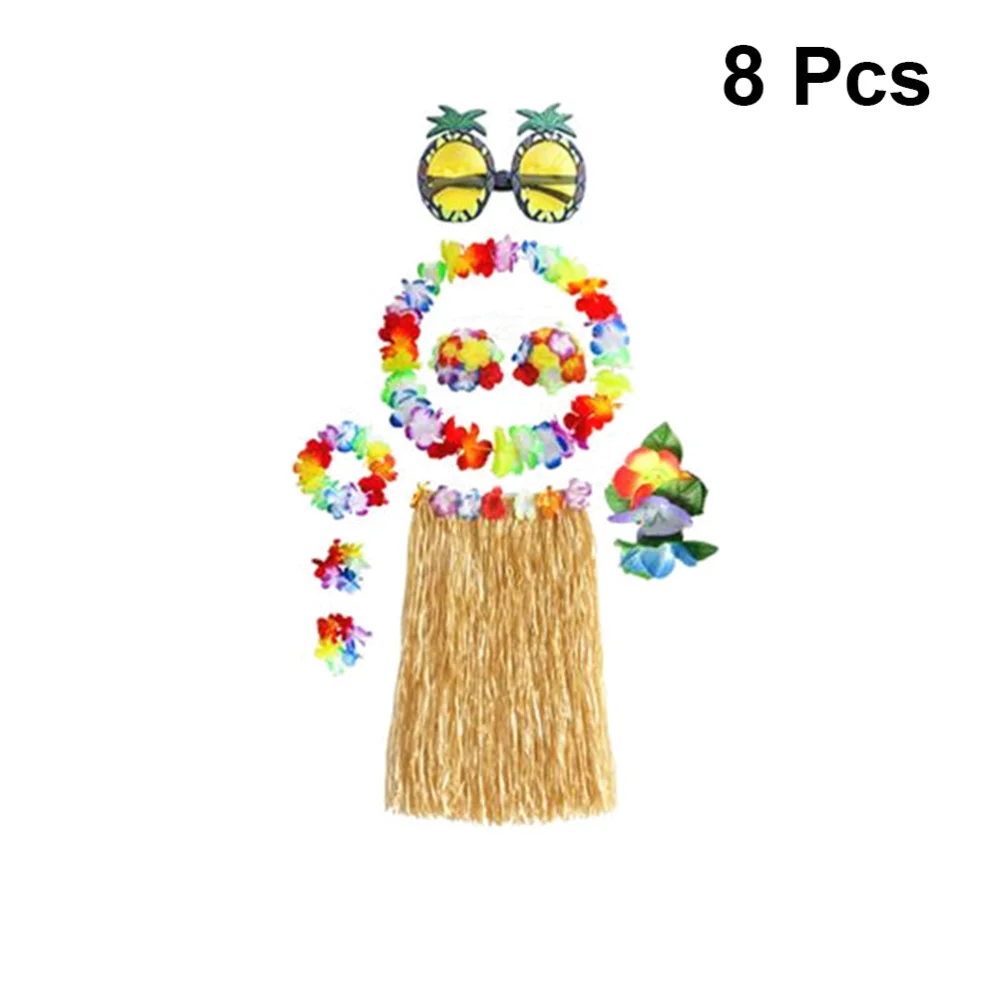 8 шт. пляжный костюм гавайской хулы платье танцевальная юбка хула из тропической