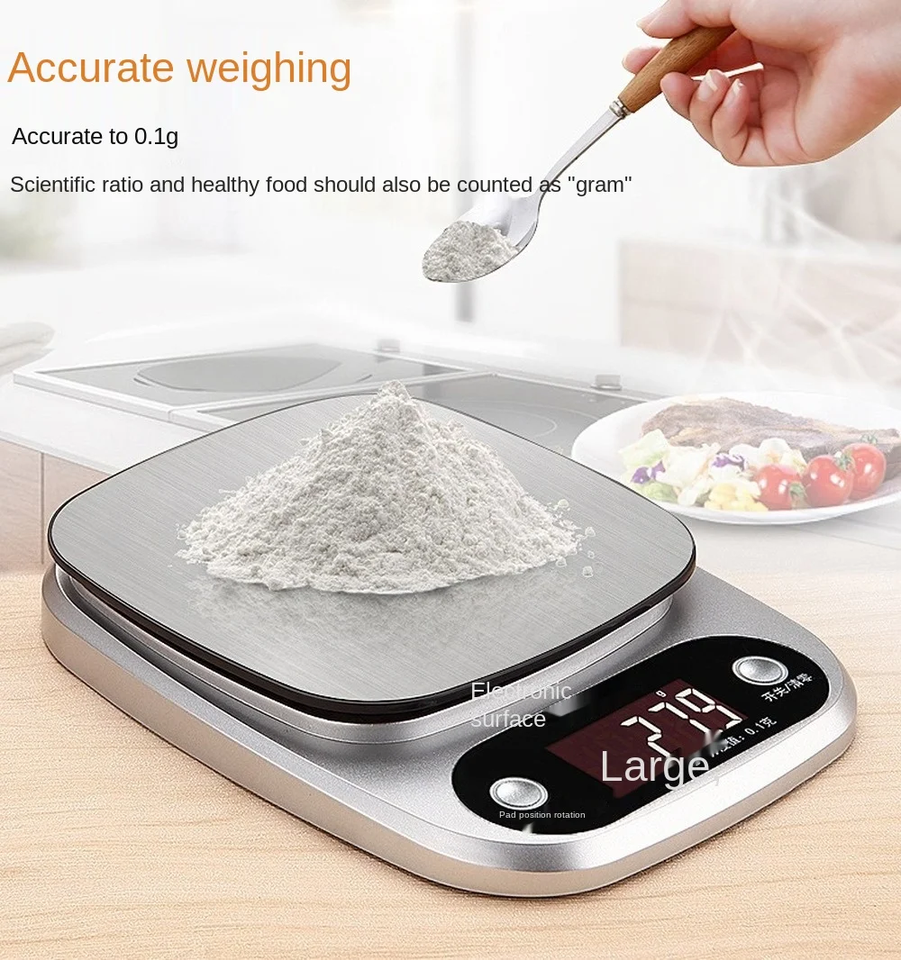 

New Home Kitchen Scale Electronic Scale 0.1g Food Gift Stainless Steel Electronic Platform Scale 1g Scale Digital Baking Scale