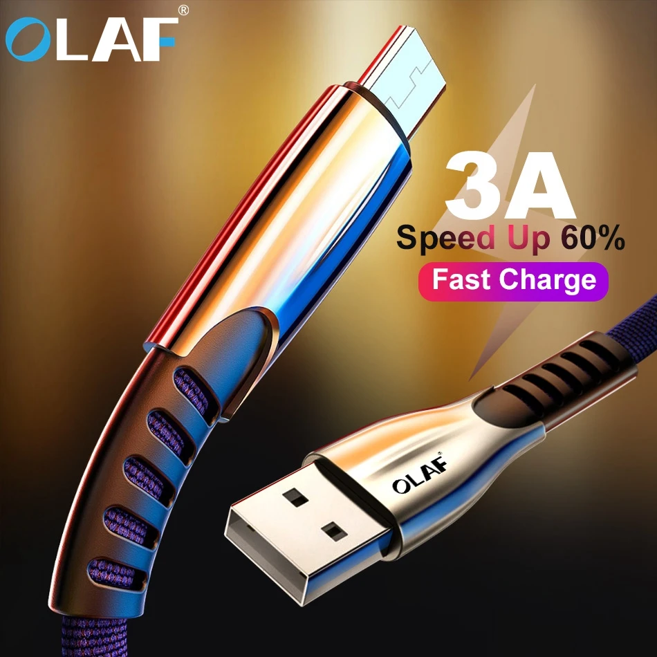 Олаф Micro USB кабель 3.0A Быстрая зарядка кабель зарядного устройства микро-usb для samsung S7 S6 J7 Xiaomi Redmi Note 5 4 Android телефонные кабели