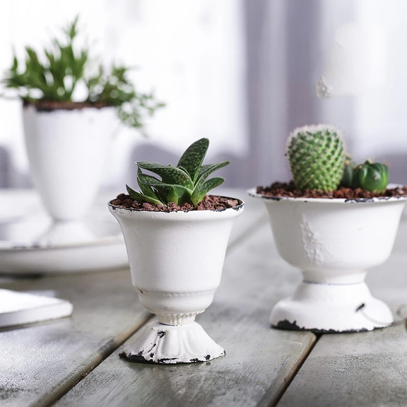 Классический цветочный горшок специальная железная чашка белый маленький для