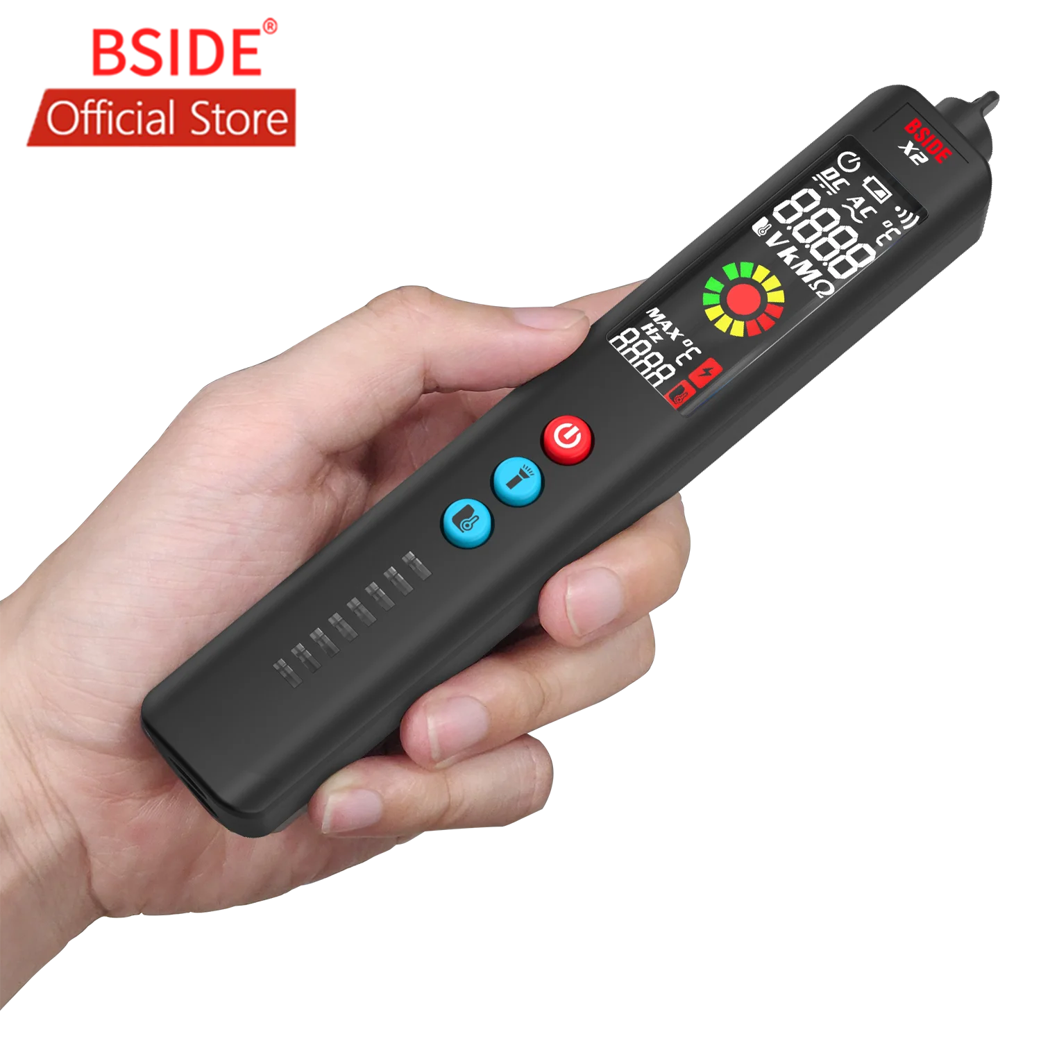 BSIDE Upgraded Voltage Tester, Color LCD 3-Result Display Voltage Detector with Infrared Thermometer for BBQ with EVA Case
