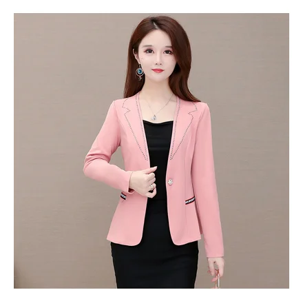 Женский офисный Блейзер на пуговицах приталенный однотонный большого размера с