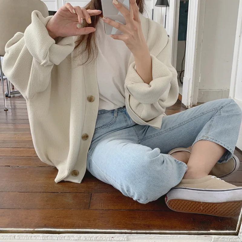 

New Korean style loose long-sleeved knitted cardigan coats women fall Sweaters for women womens clothing knitted cardigan