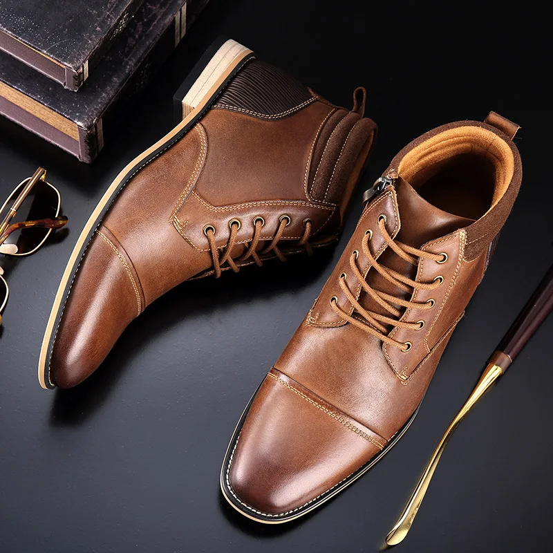 

2021 New Men Martins Boots Genuine Leather Large Size 40-47 Winter Leisure Lace-up Man Shoes Ankle Boots Male Chelsea Boots