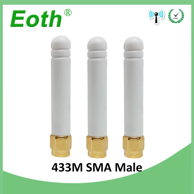 EOTH 10pcs 433mhz antenna 3dbi sma male lora antene pbx iot module lorawan signal receiver antena high gain