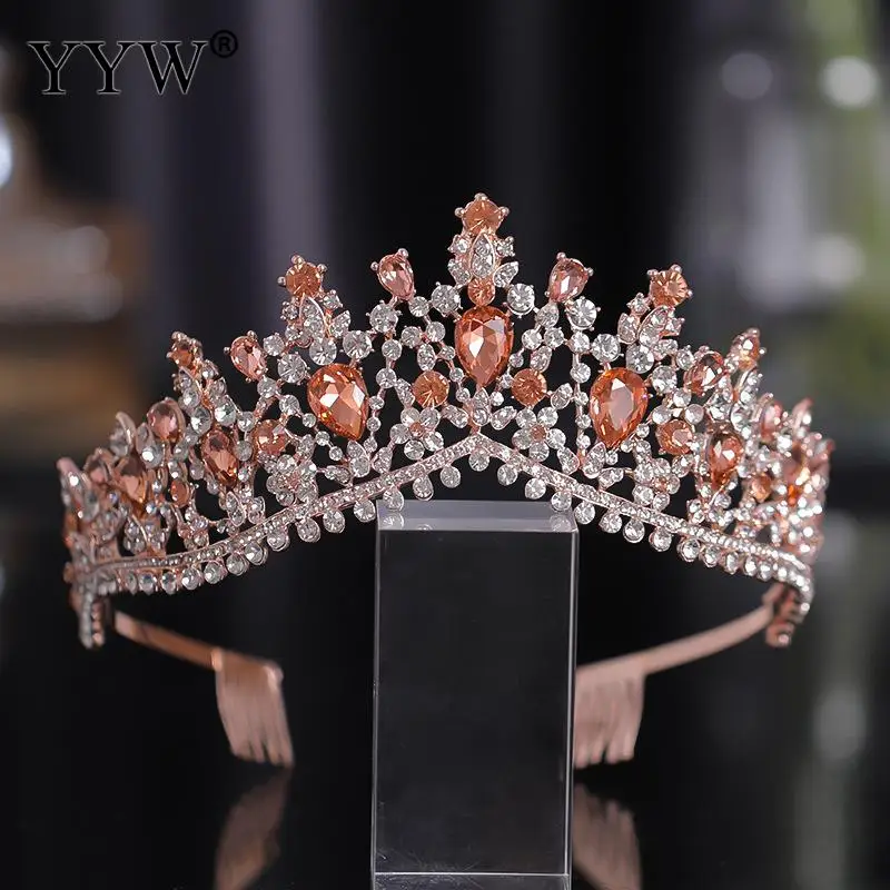 

Luxury Crystal Diamond Tiara Bride Jewelry Hair Accessories Princess Tiara With Hair Comb Ball Show Wedding Crown Wedding Gift