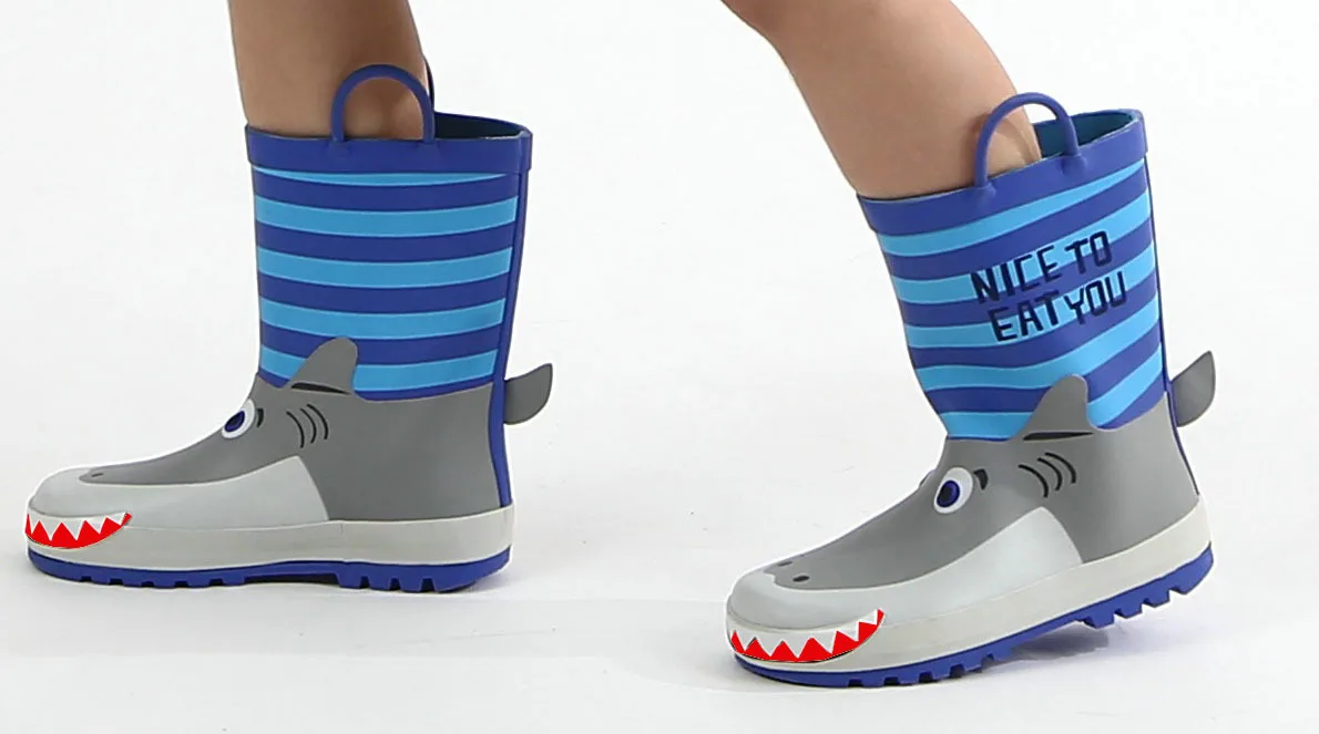 3D shark shape kids children's rain boots rain coat