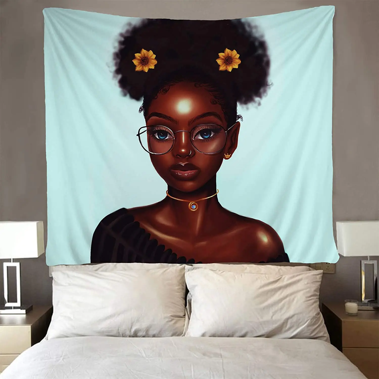 Черный настенный гобелен для девочек хиппи арт африканские и американские