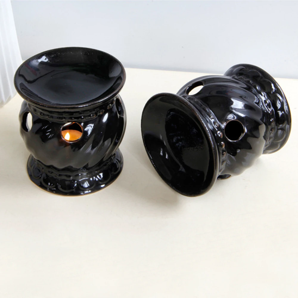 Керамическая ароматическая горелка лампа с эфирным маслом подсвечник черный для