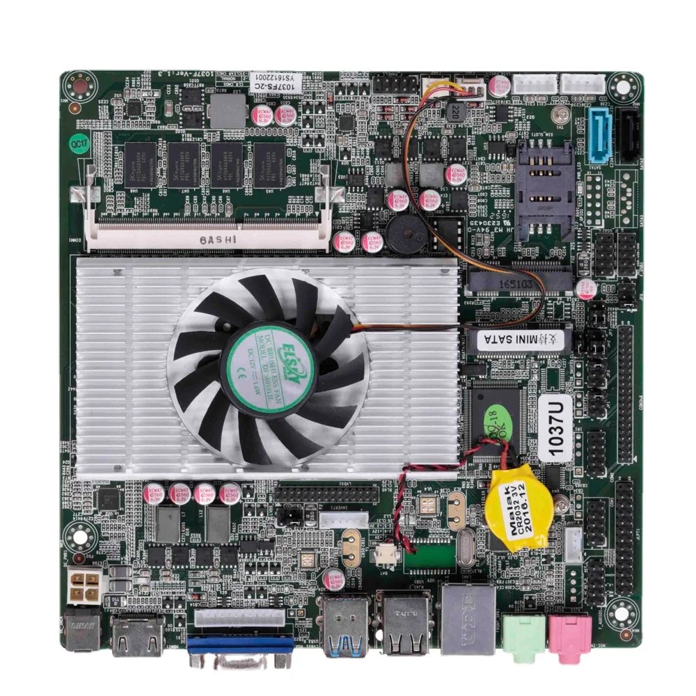 

2022 NEW Dual cores DDR3 1.8Ghz 1037U mini itx motherboard with fan for industrial control 4.0