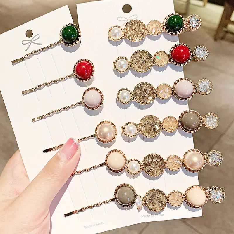 Заколки для волос с жемчугом женские роскошные зажимы кристаллами модные