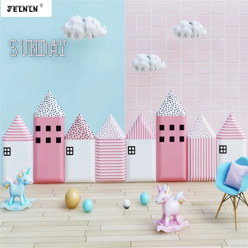 Мультяшный городской дом с рисунком мягкая упаковка коллизионная стена забор