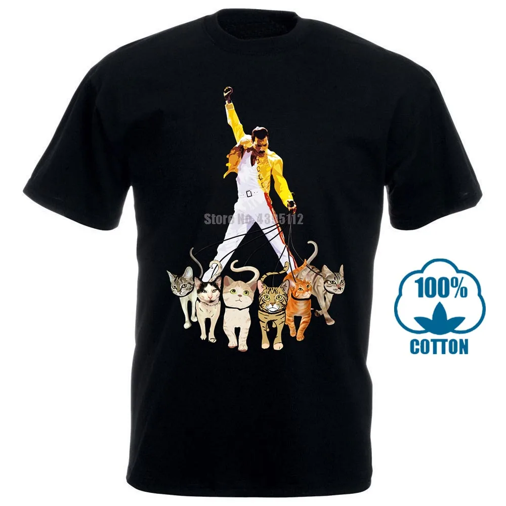 Фредди Меркурий и его кошки Мужская футболка хлопок черный S 4Xl|Мужские футболки| |