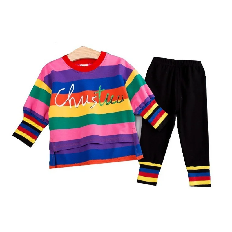 Детская модная одежда Новая весенне осенняя футболка в полоску для маленьких