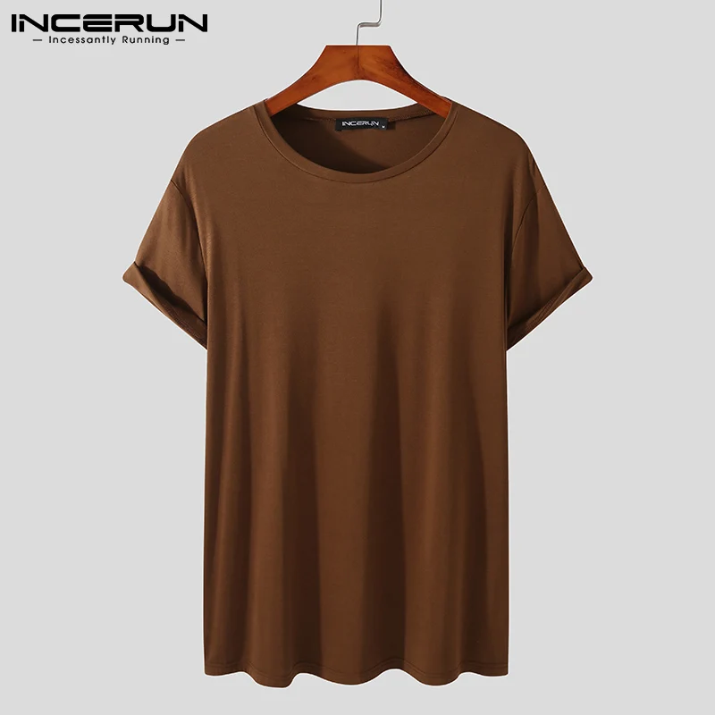 

Summer Men Casual T Shirt Round Neck Short Sleeve Cozy Basic Men Clothing Streetwear 2022 Solid Color Camisetas S-5XL INCERUN 7