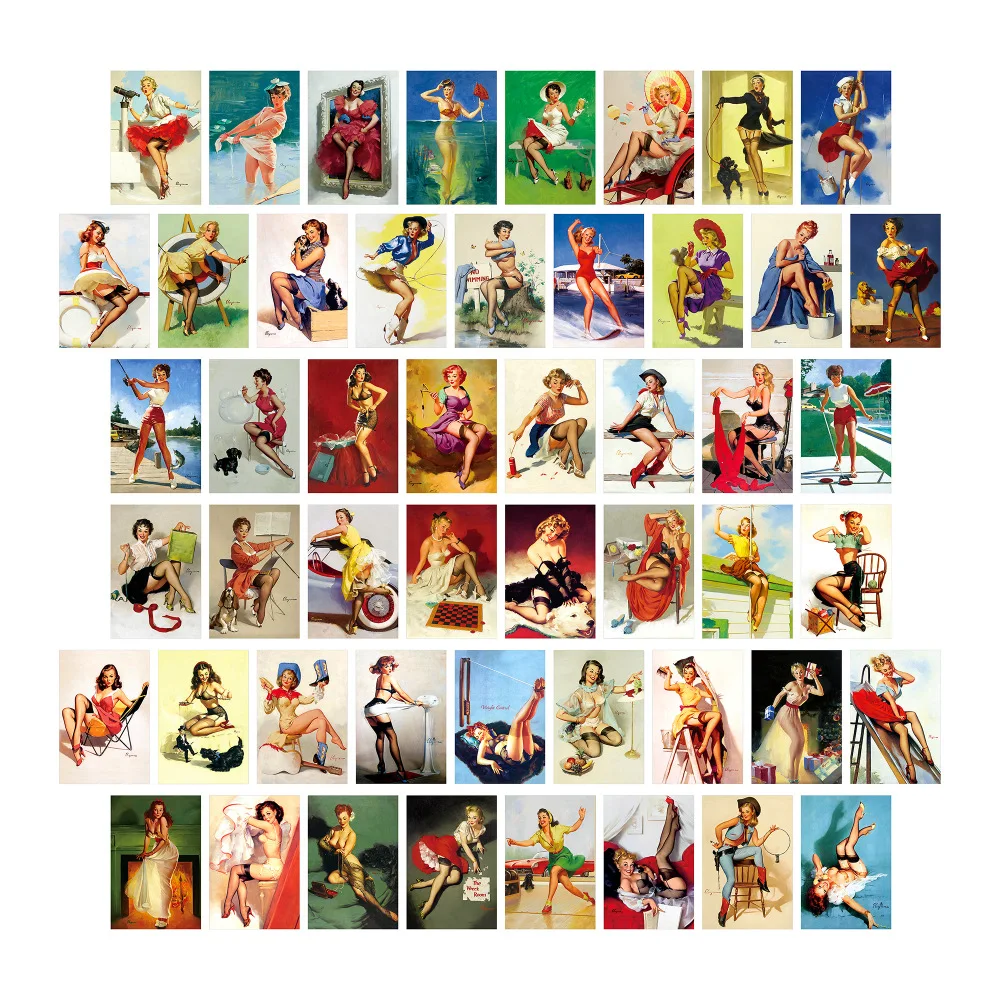 

50 Pcs Poster Vintage Retro Photos For Living Room On The Wall Art Prints Home Postcard Collage Set Interior Painting Decorative