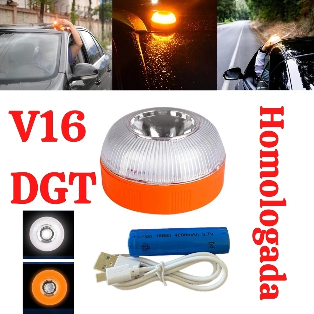 

Dgt перезаряжаемая лампа V16 сертифицированная Автомобильная аварийная помощь мигающий маячок Магнитный индукционный стробоскоп предупреди...