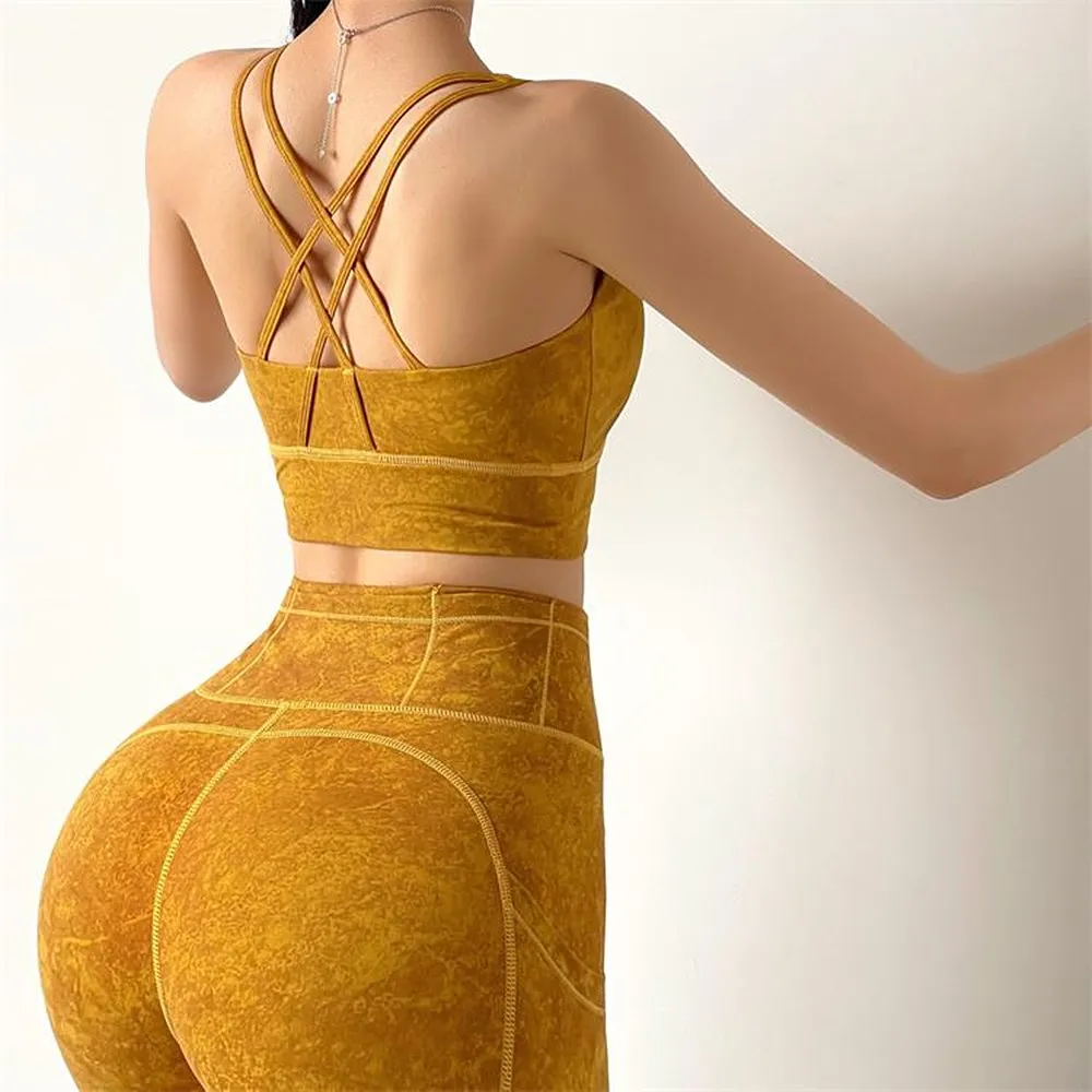

Women Printing Fitness Yoga Bra Running Sports Vest Style Underwear High Shockproof Sport Bra Gym Sexy Cross Back Training Bra