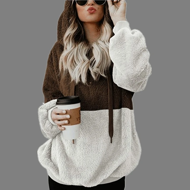 

Теплый пуловер с имитацией овечьей шерсти в Корейском стиле, свободный толстый бархатный пуловер с капюшоном, милый Повседневный свитшот, подходящий к цвету, новинка на осень и зиму