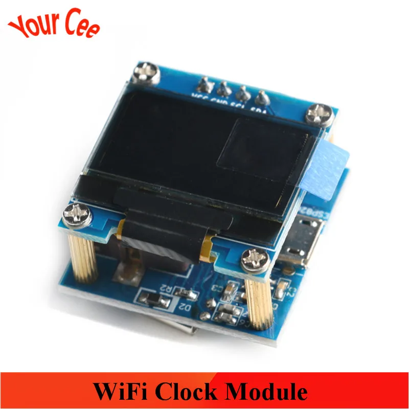 ESP8266 0 96 дюймовый oled дисплей модуль WiFi часы ЖК экран ESP 12F DIY прогноз погоды IIC I2C 5V